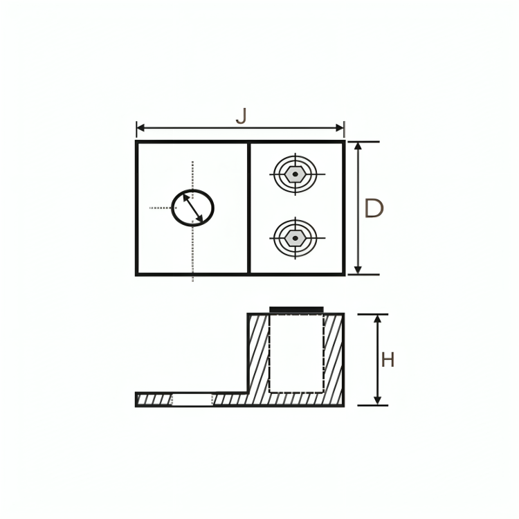 Aluminium Double Barrel Connector, One Hole Mount