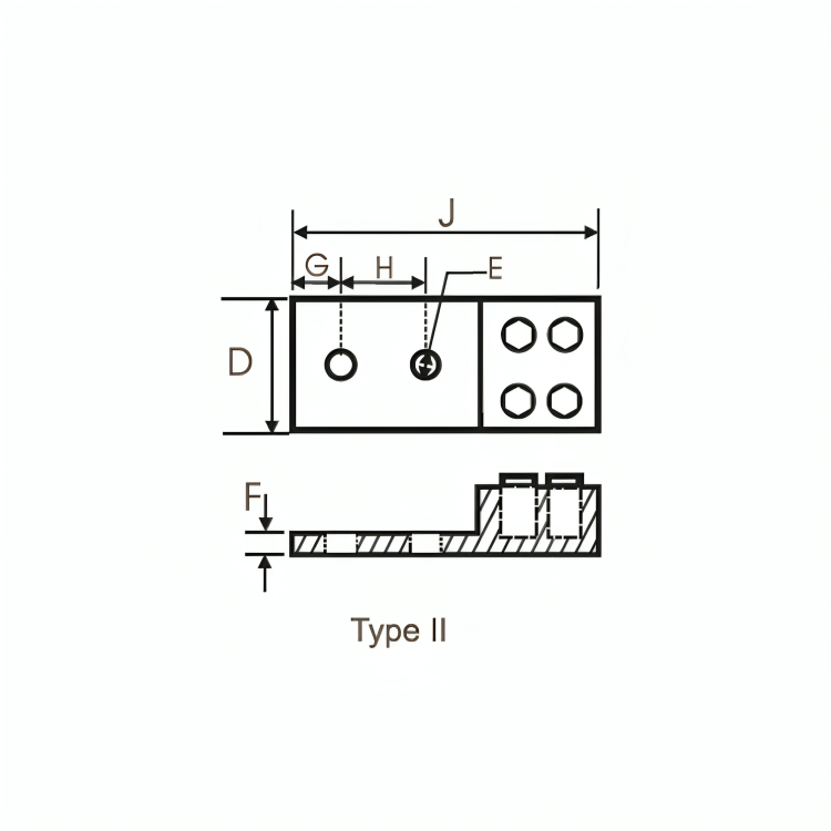 Aluminium Double Barrel Connector, Two Hole Mount