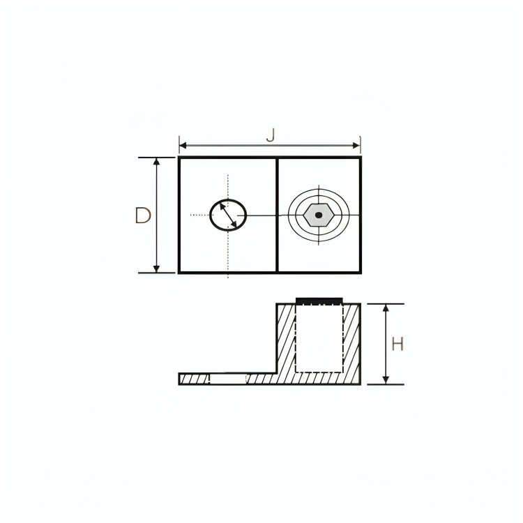 Aluminium Single Barrel Connector, One Hole Mount