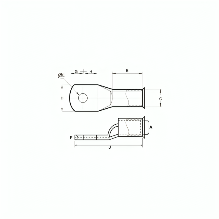 Crimping Type Copper Tubular Cable Terminal Ends - Bell Mouth