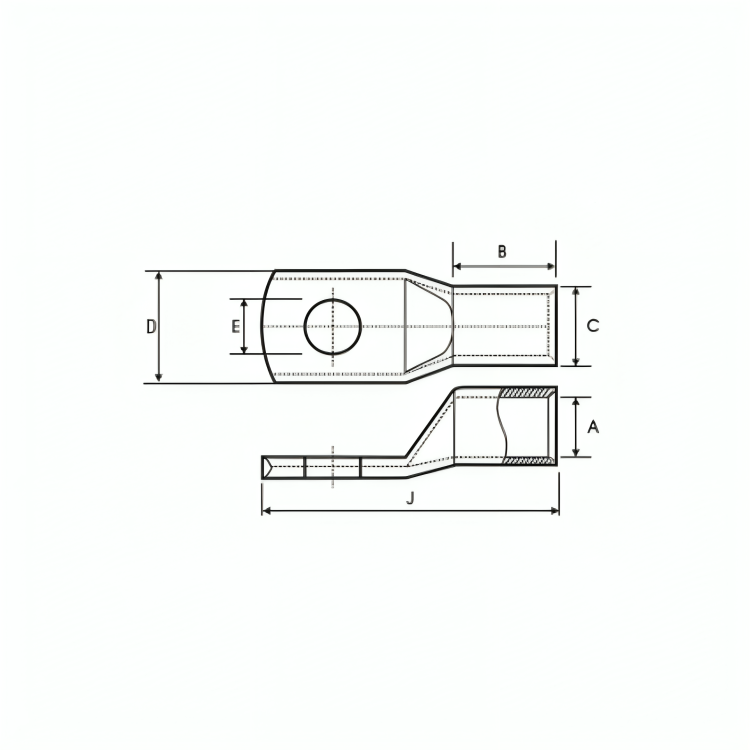 Tinned Copper Tubular Cable Lugs (Without Inspection Hole)