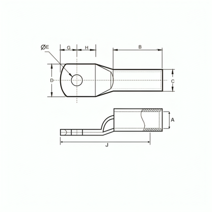 Long Barrel Tinned Copper Cable Terminal Ends